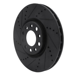 Chrysler 200 Brake Rotor (1) - Front Left - R1 Concepts - Drilled & Slotted - Black - `13-`23
